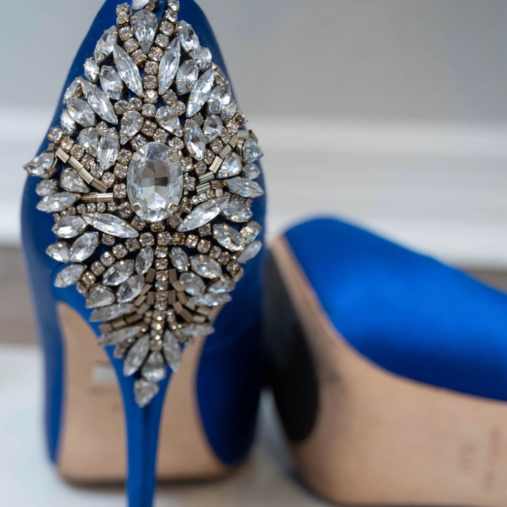Elegant Blue Embellished Women's Heels